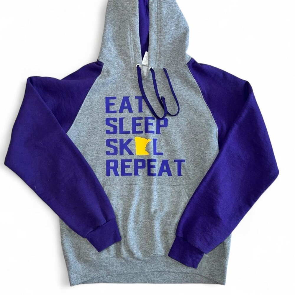 Minnesota Vikings Football Unisex Gray and Purple Skol Hooded Sweatshirt